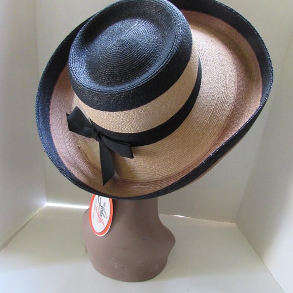 SALE Classic Vintage Mr. John Jr Straw Hat Bands of Black Beige & Tan main image 10